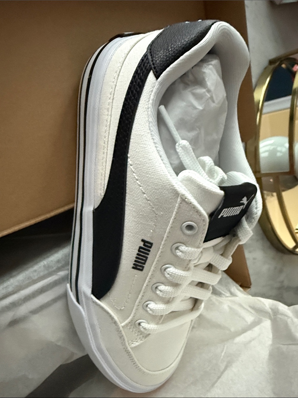 Puma White with Black Accent Low-Top Sneaker